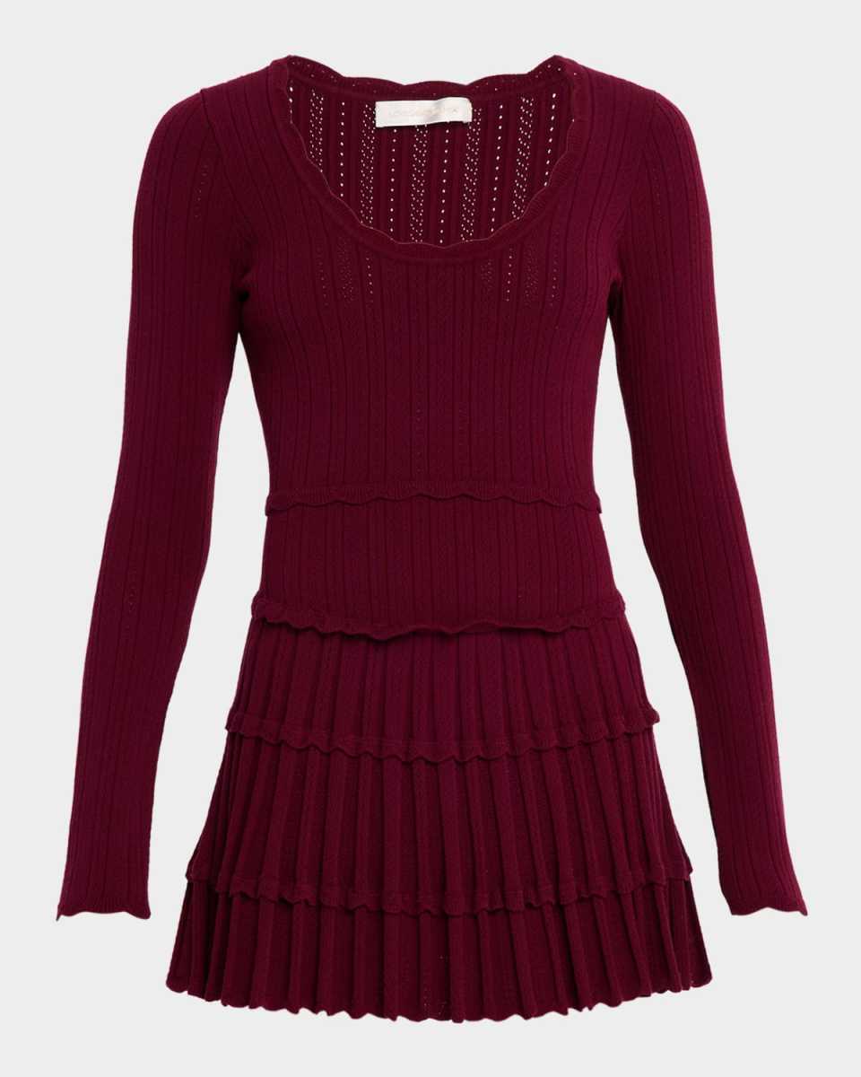 Lavender Stretch Pointelle Mini Dress